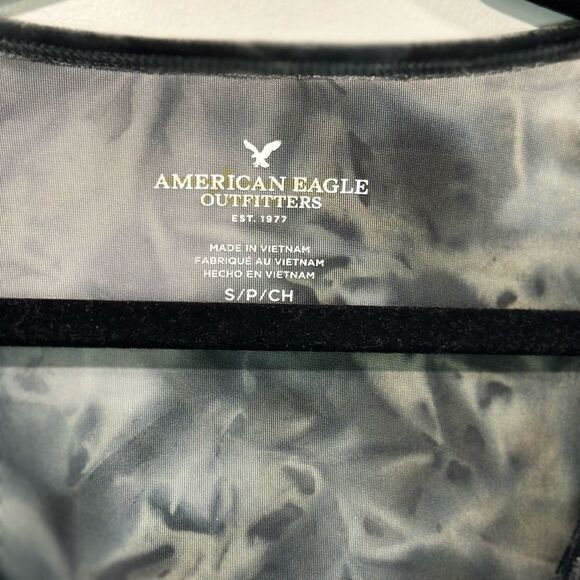 American Eagle Women’s Velvet T-Shirt - Black Tie Dye, Size Small - Picture 3 of 8